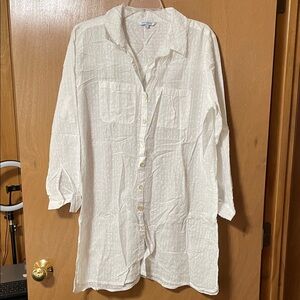 blue island White Textured Casual Button-Down Shirt
